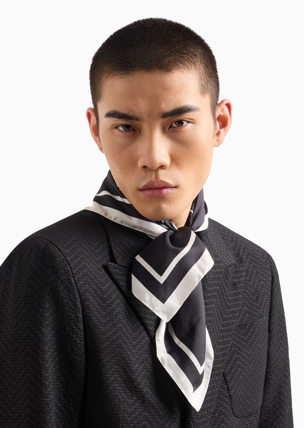 Pure silk foulard with Emporio Armani Milano print - 3