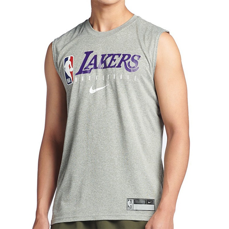 Nike NBA LA Lakers Basketball Sleeveless Jersey For Men Gray AT0629-063 - 3