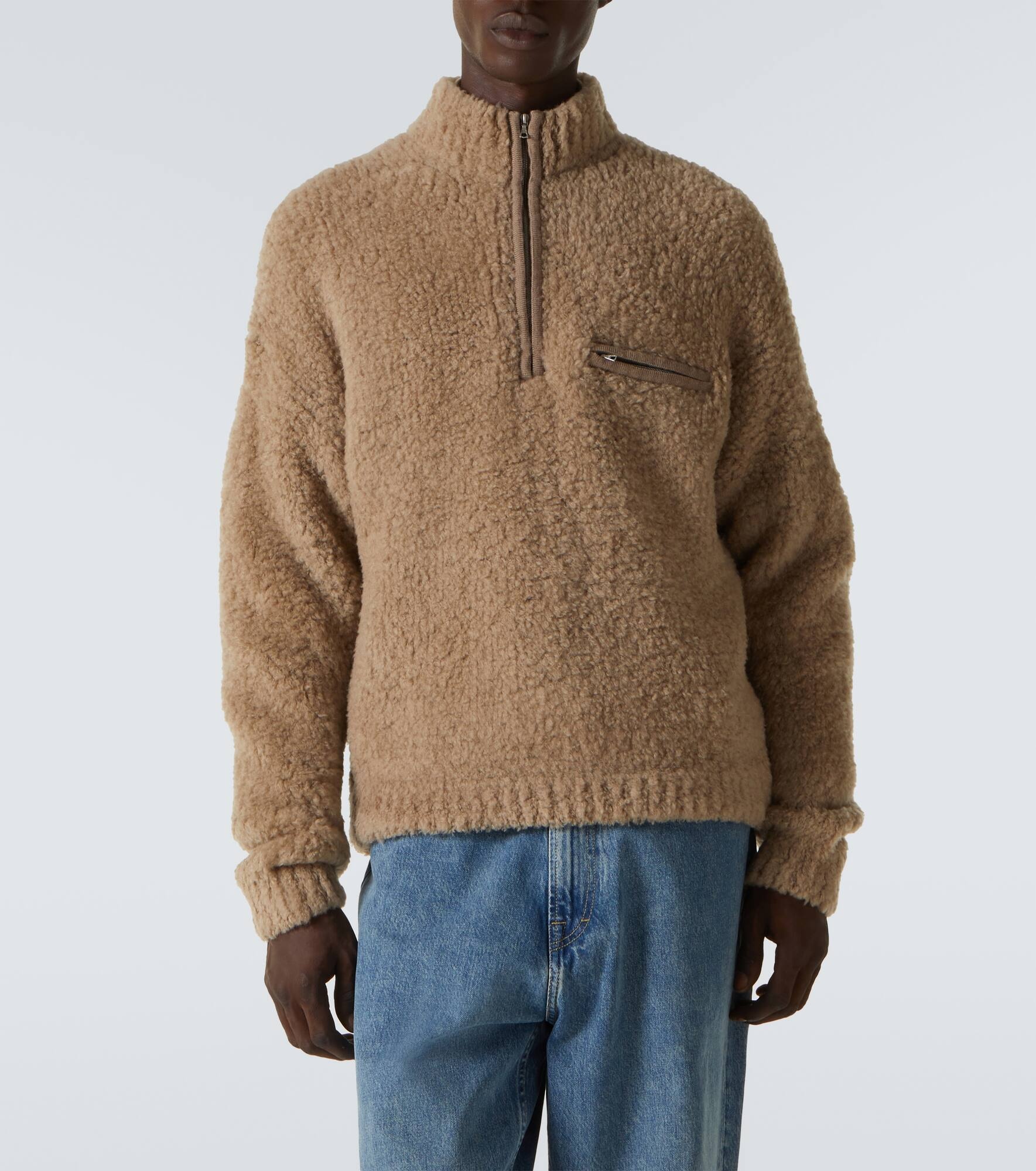 Wool-blend bouclé half-zip sweater - 3