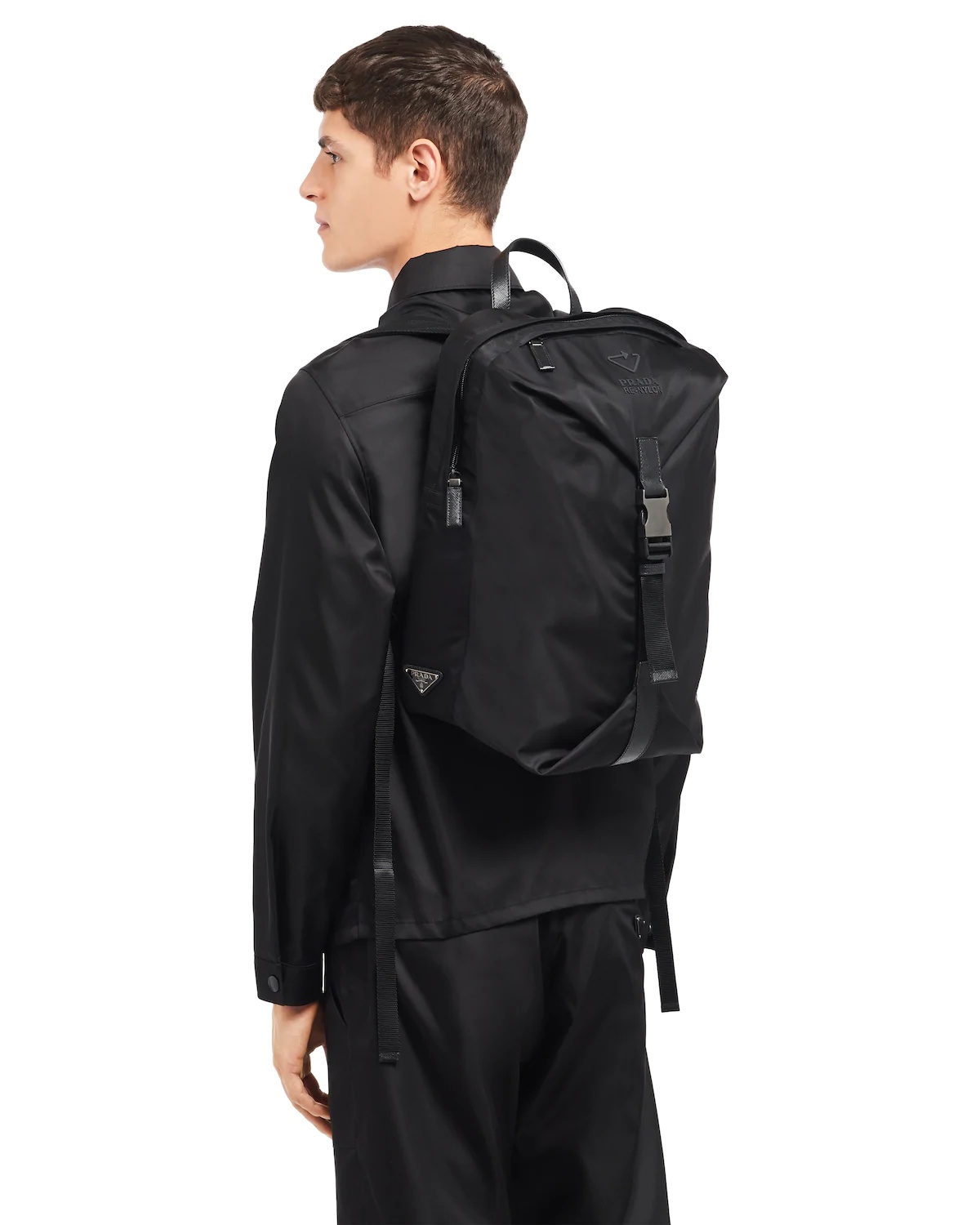 Re-Nylon and Saffiano leather backpack - 2