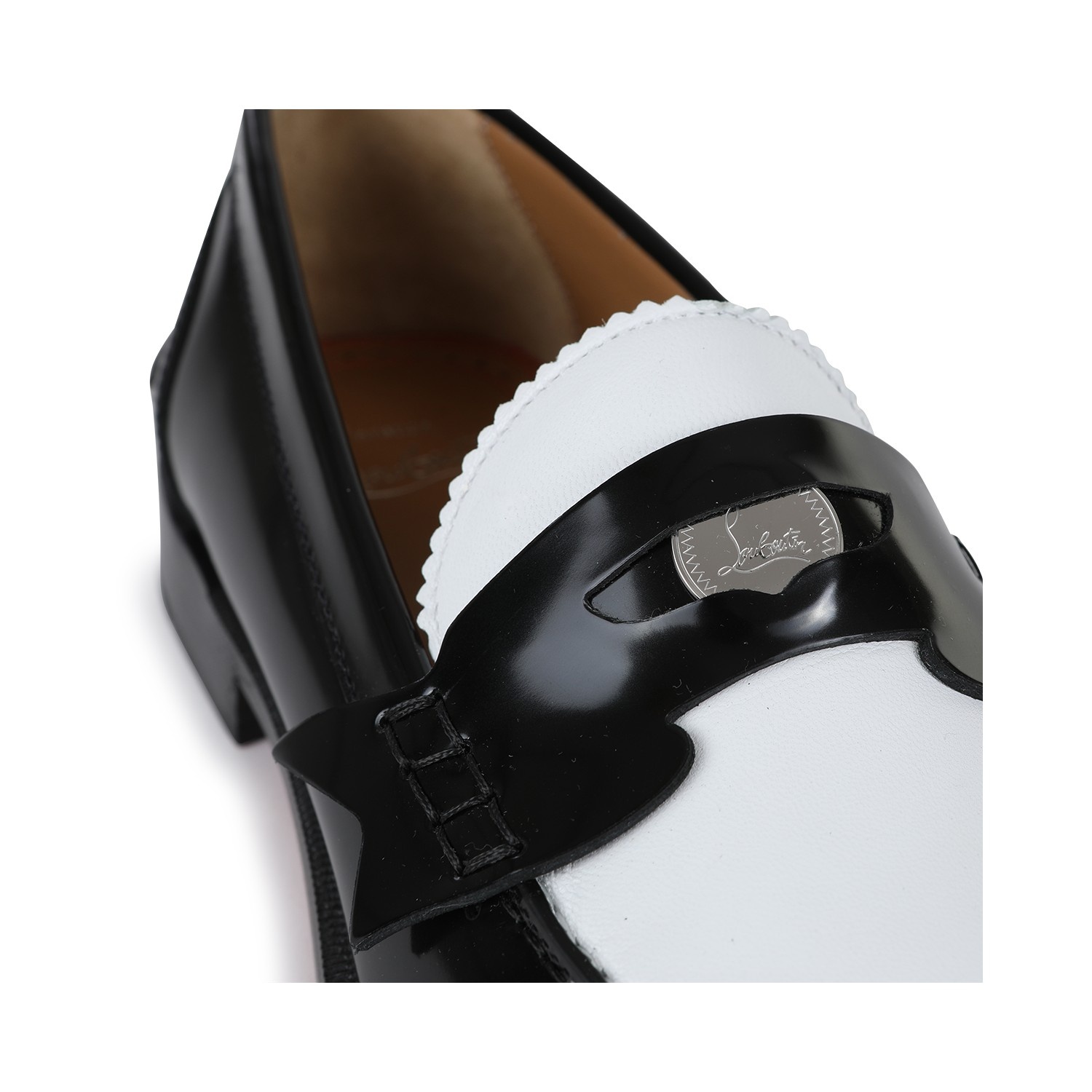 BLACK AND WHITE LEATHER LOAFERS - 4