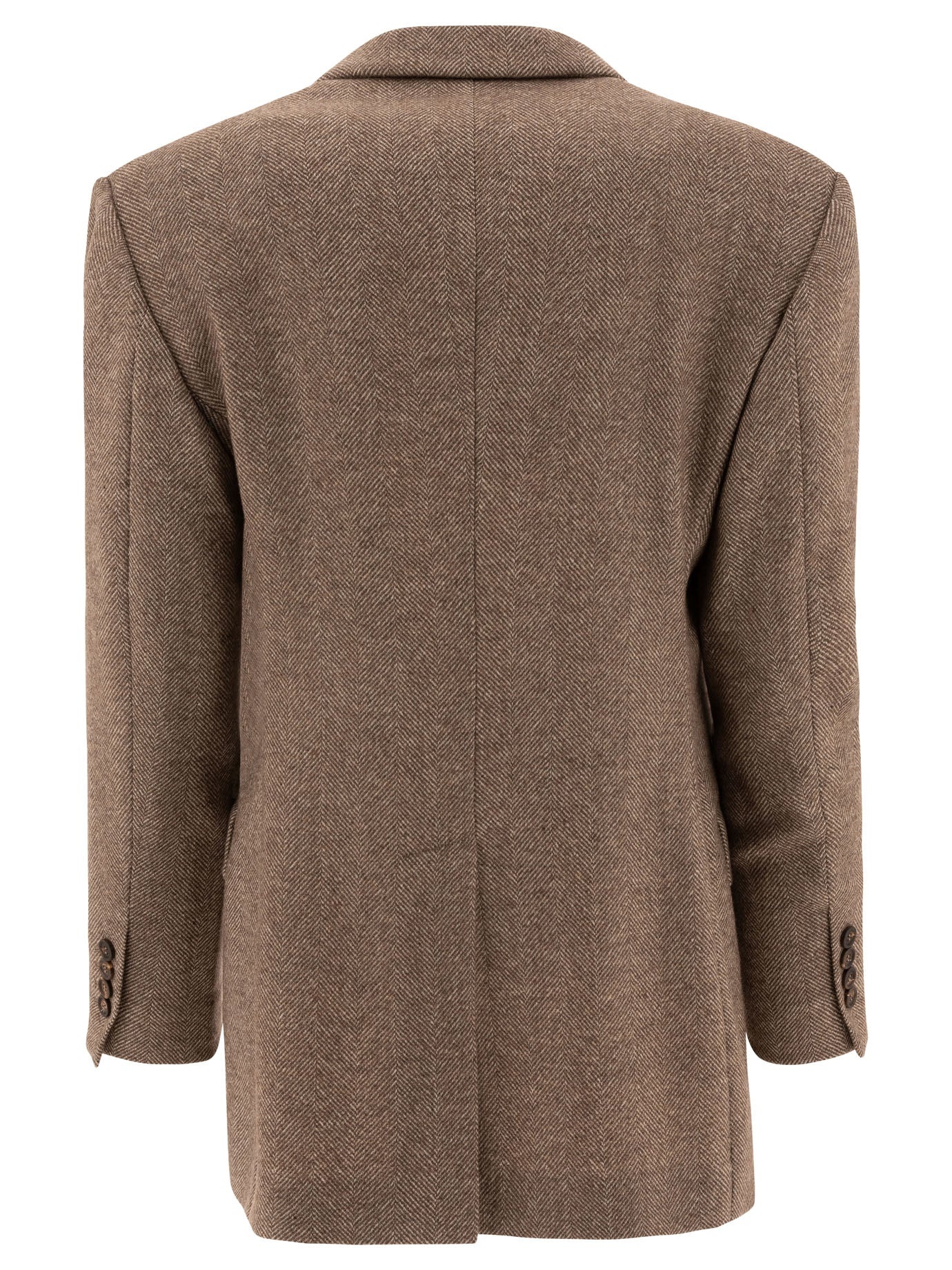 Brunello Cucinelli Brushed Techno Wool Chevron Blazer With Monili - 2