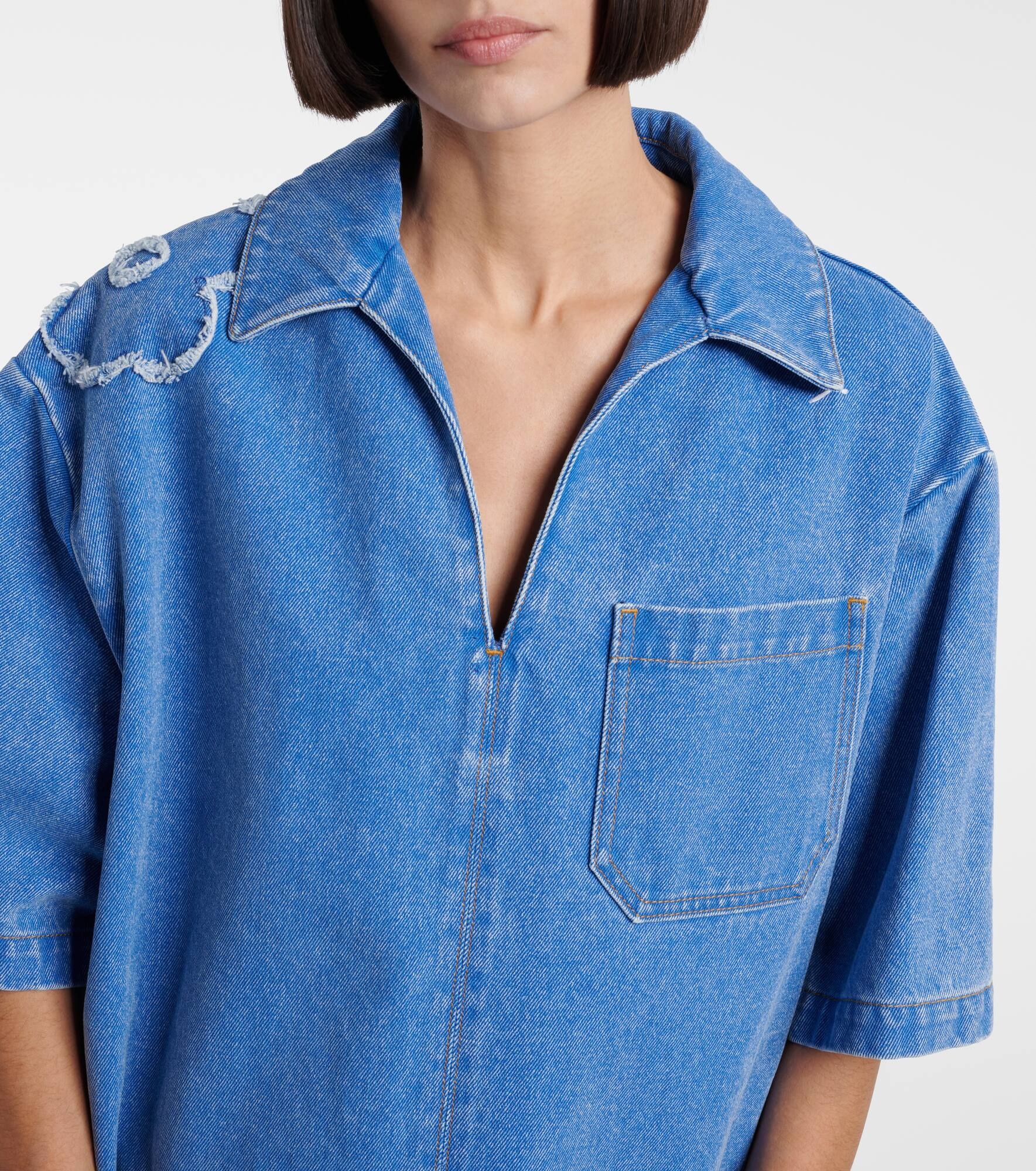 Patch-appliqué denim minidress - 4
