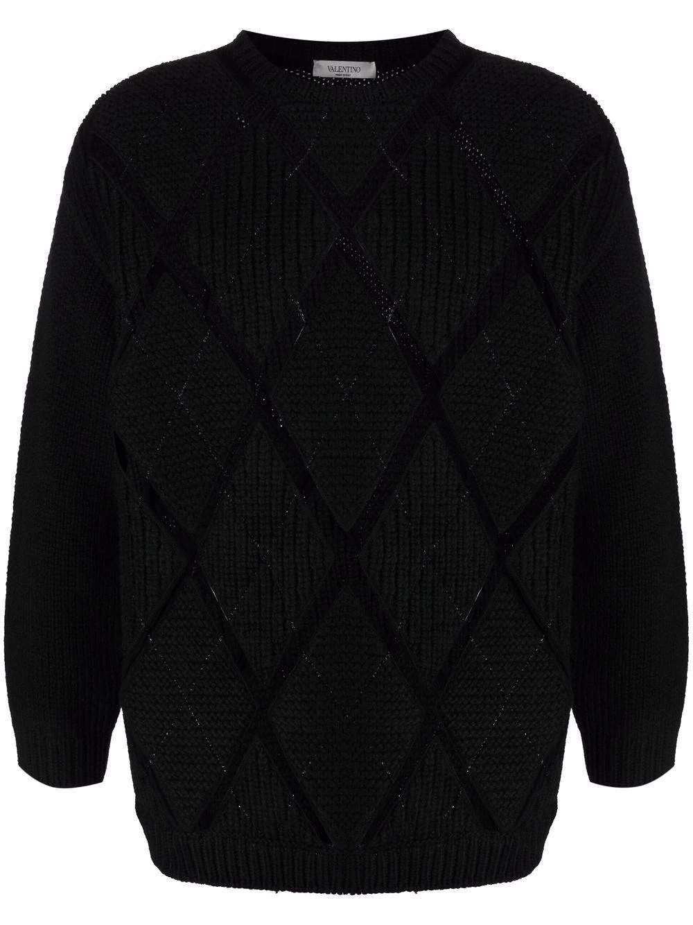 argyle detailing crew-neck jumper - 1