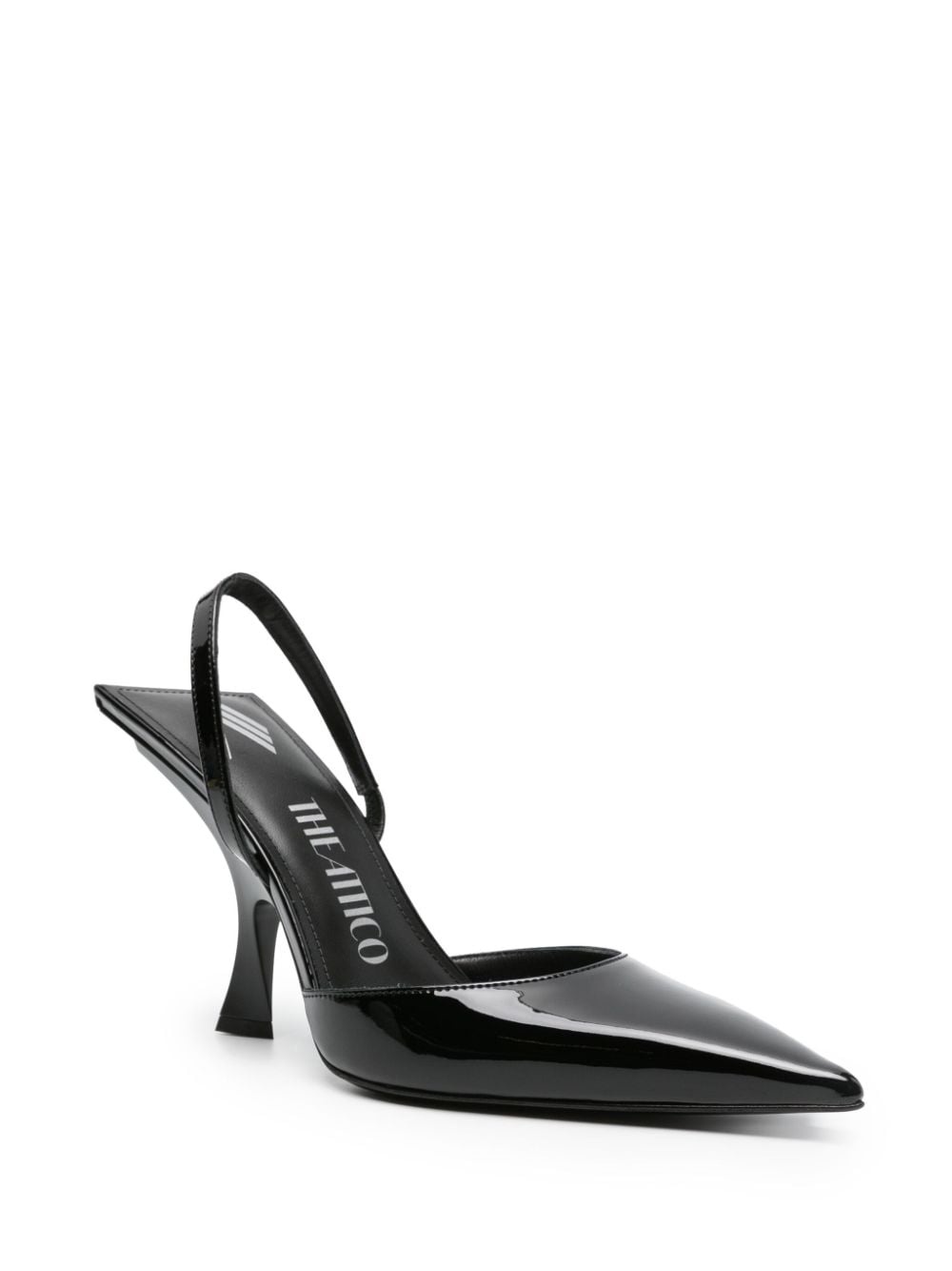 100mm patent-finish pointed-toe mules - 2