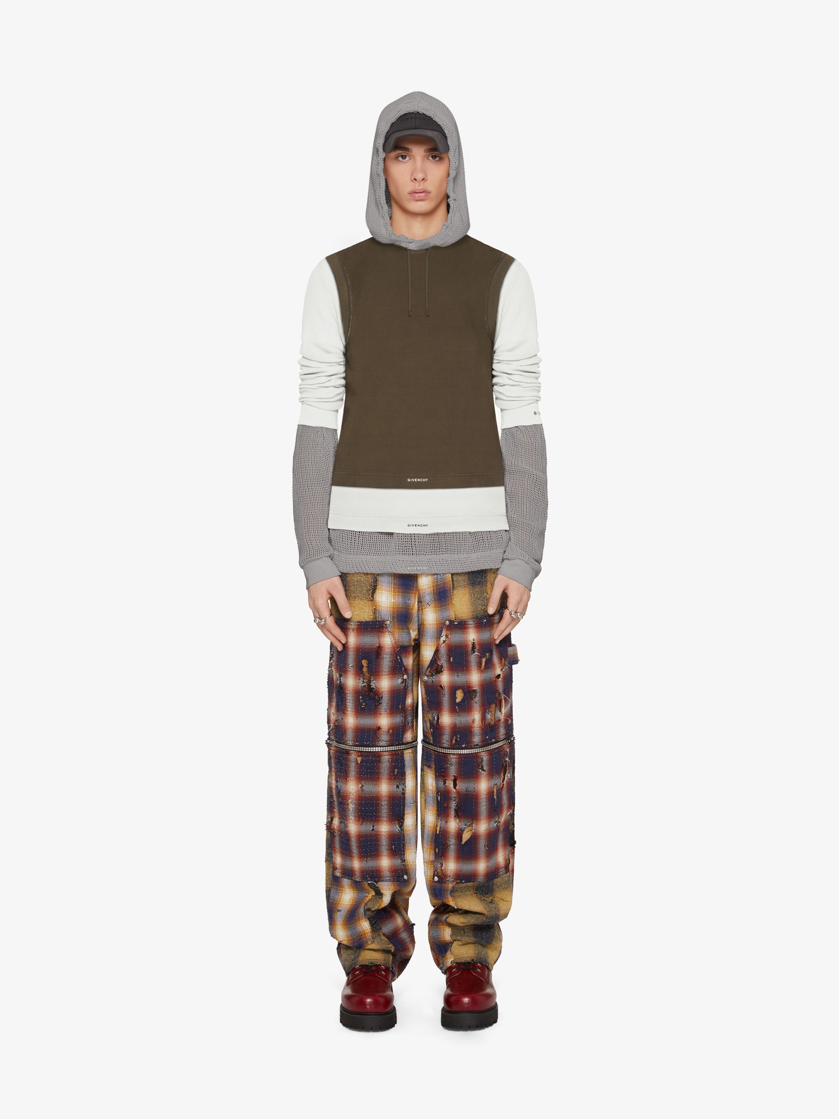 Givenchy OVERLAPPED HOODED T-SHIRT IN COTTON AND MESH 