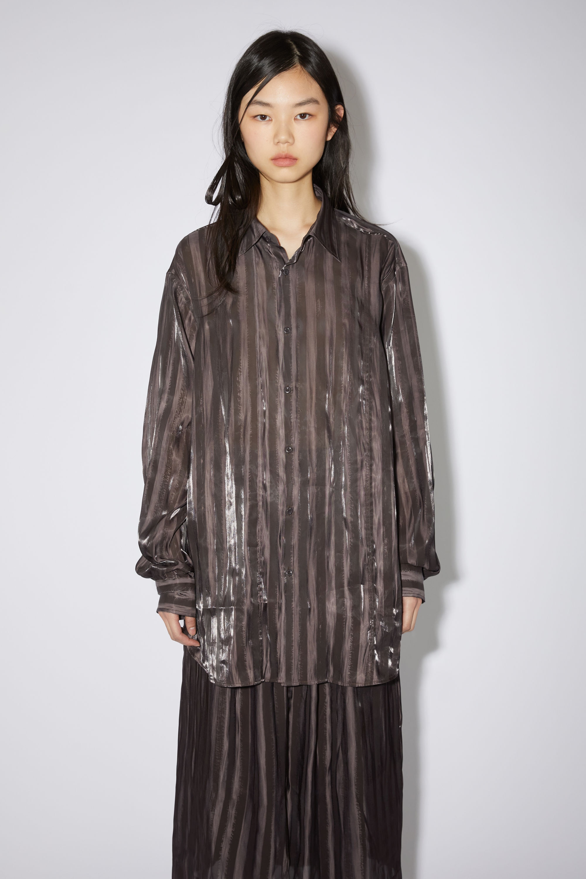 Stripe button-up shirt - Chestnut brown - 3