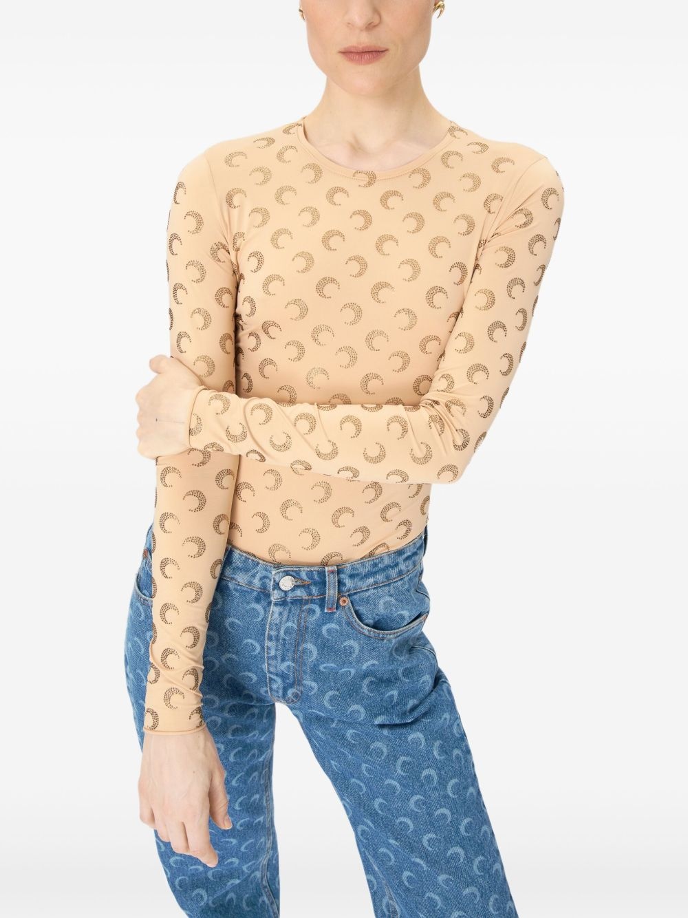 Moon-pattern jersey top - 3