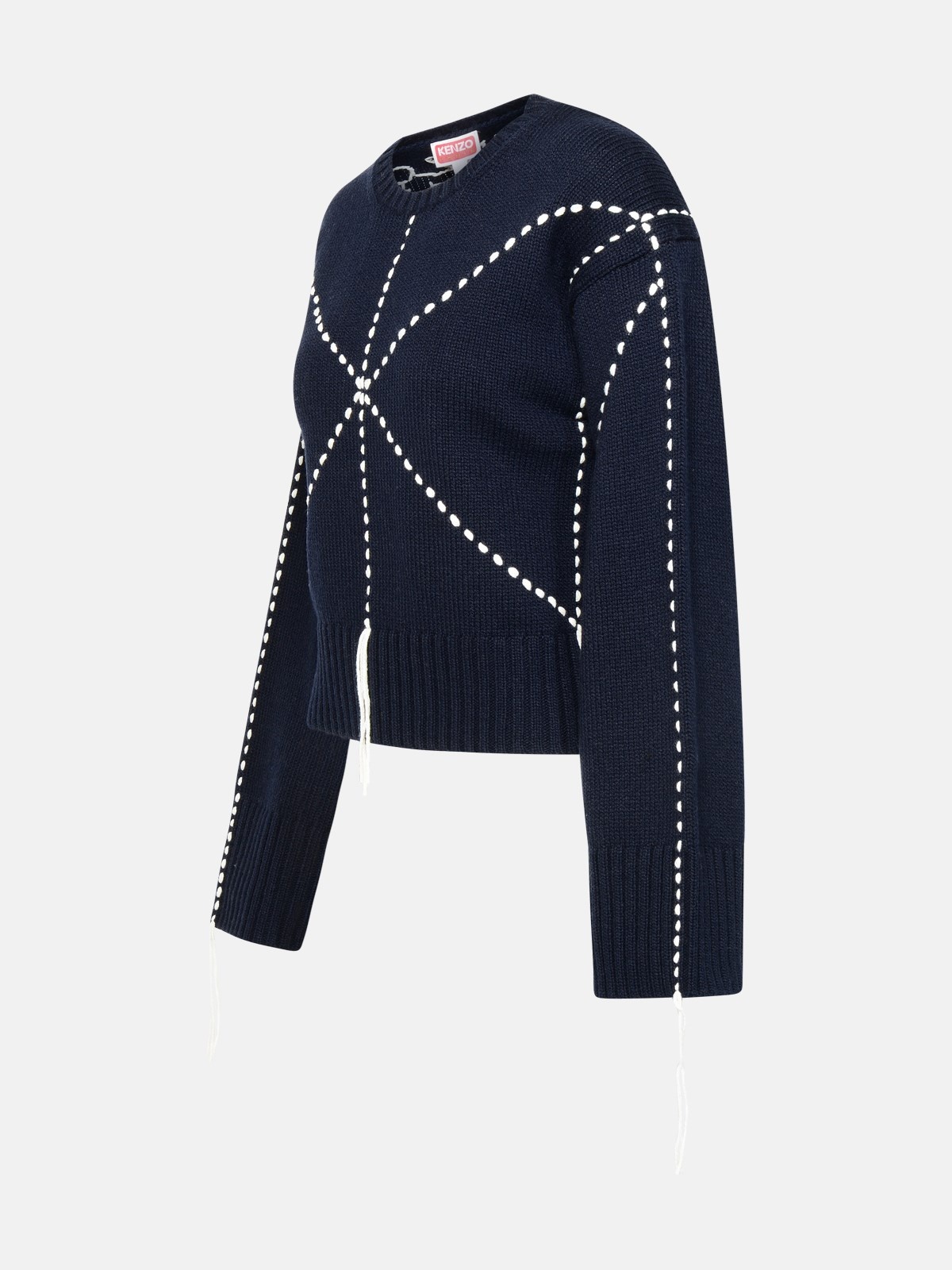 'KENZO SASHIKO STITCH' SWEATER IN NAVY WOOL BLEND - 2