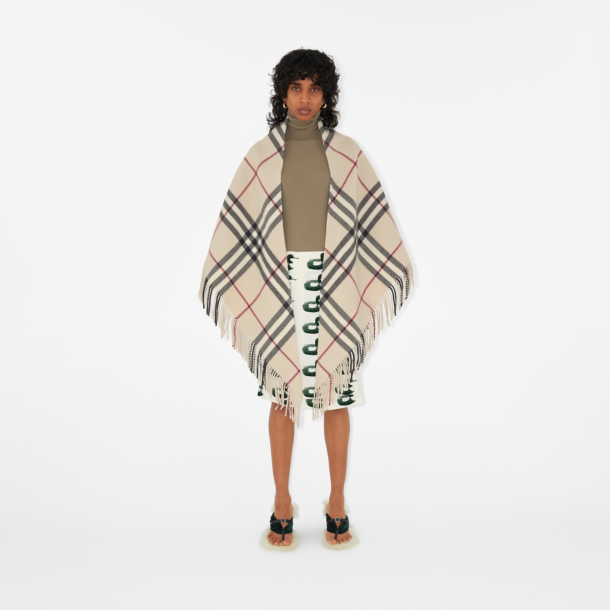 Check Wool Cape - 3