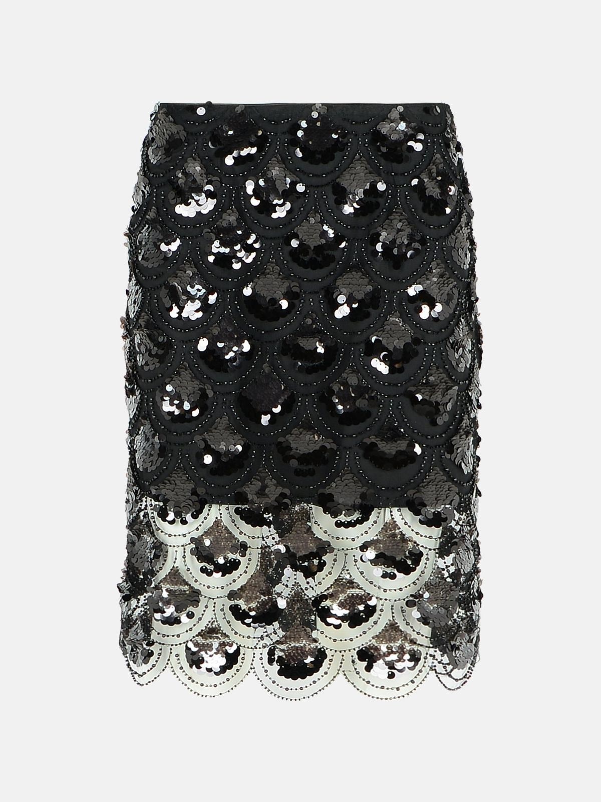 'SEQUIN' BLACK POLYESTER SKIRT - 1