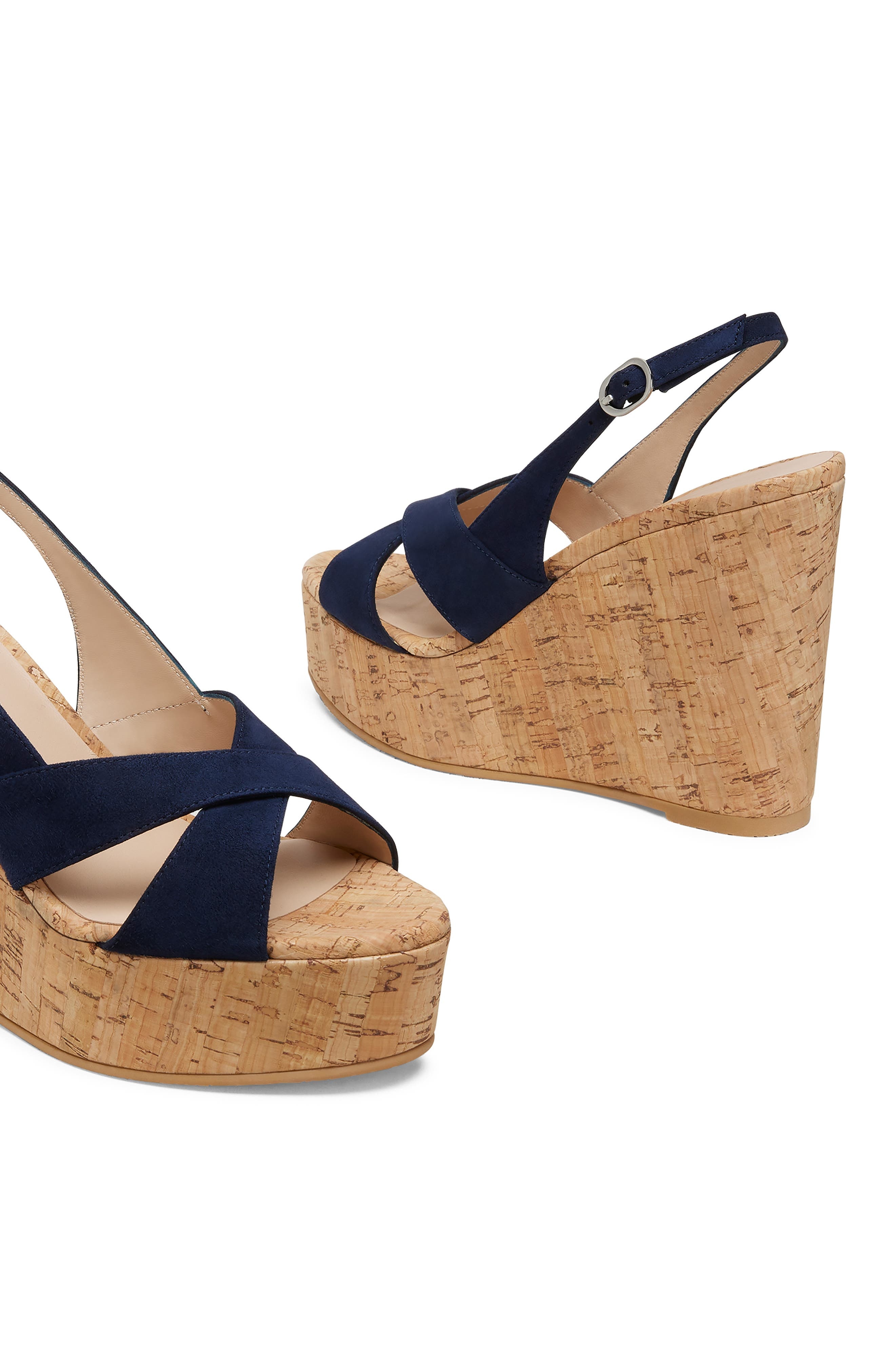Stuart Weitzman Dayna Slingback Platform Wedge Sandal in Nice Blue at Nordstrom - 4