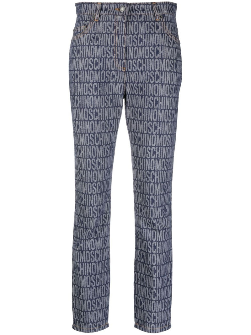 logo-jacquard high-rise slim-cut jeans 1
