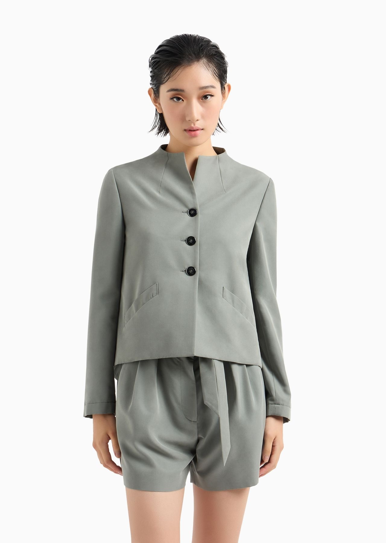 Cupro jacket with asymmetric hem - 2