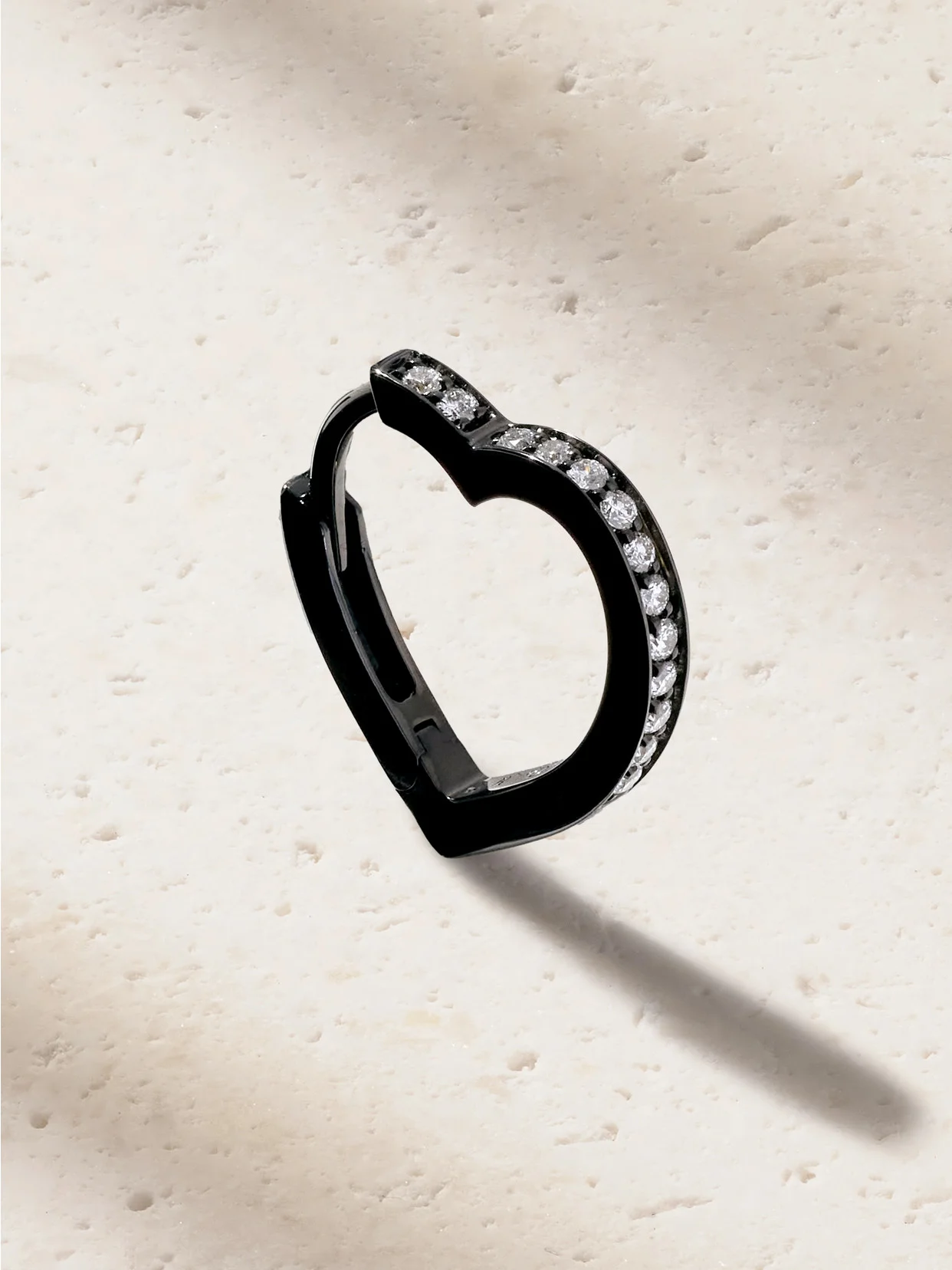 Antifer Heart Small 18-karat Black Gold Diamond Single Earring - 1