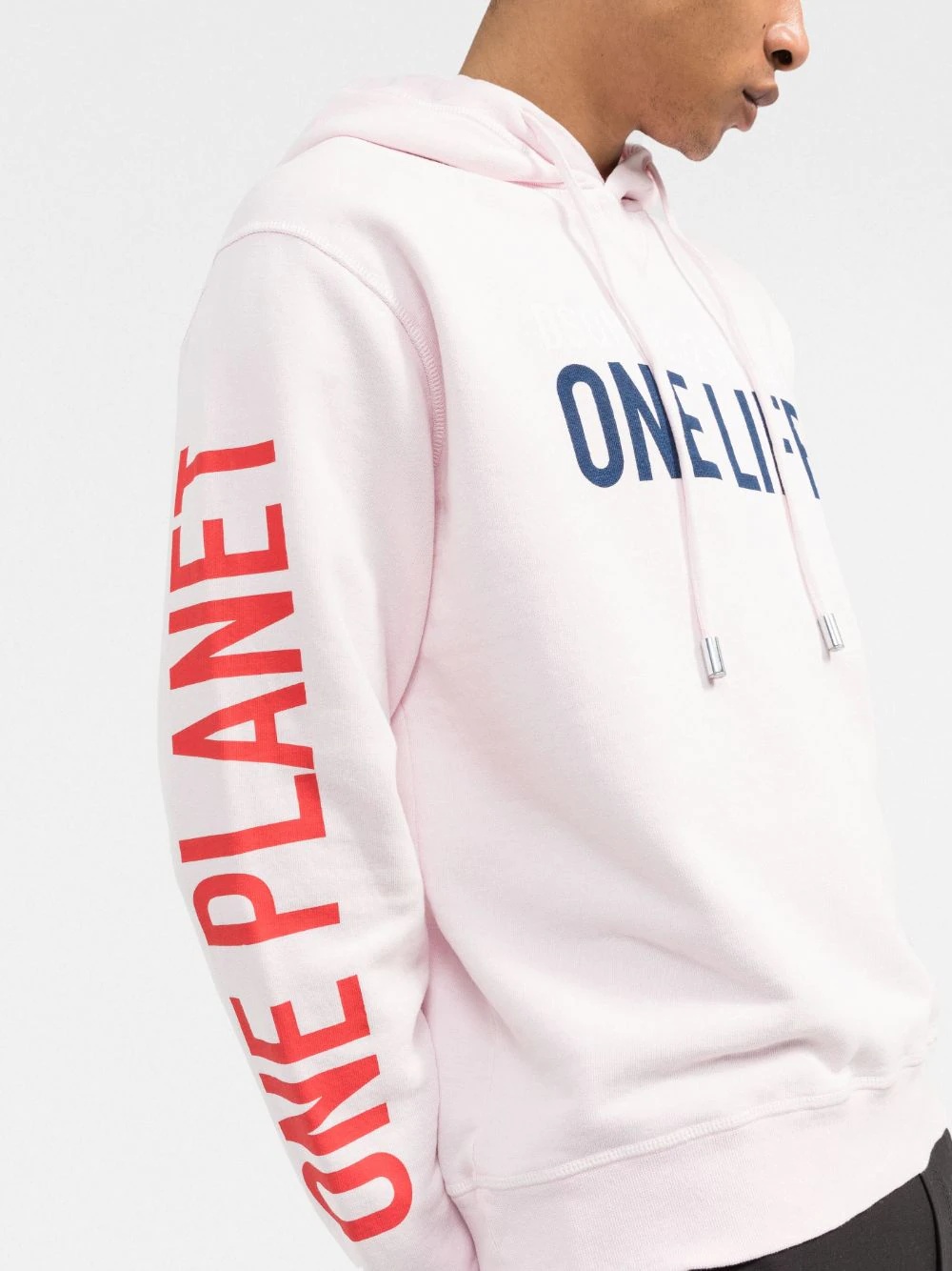 slogan-print cotton hoodie - 3