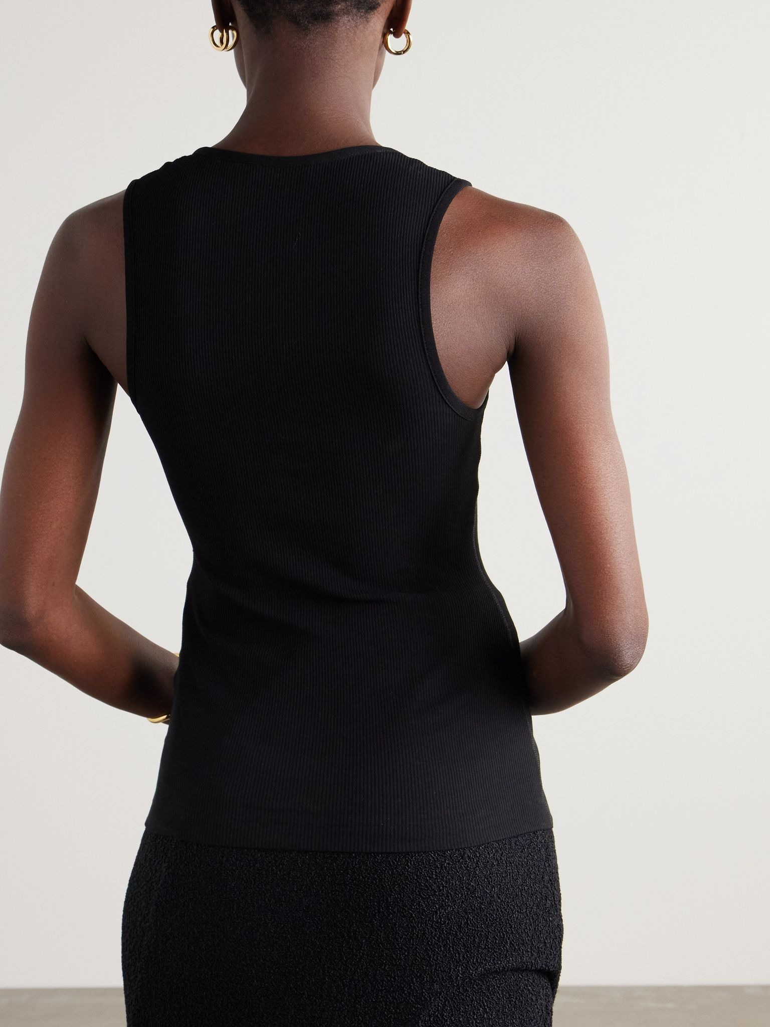 Ribbed cotton tank Black - 4