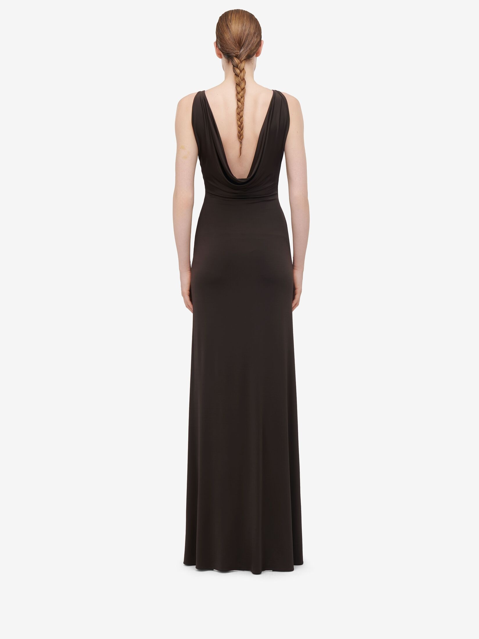 Women's Cowl Neck Evening Dress in Ebony - 4