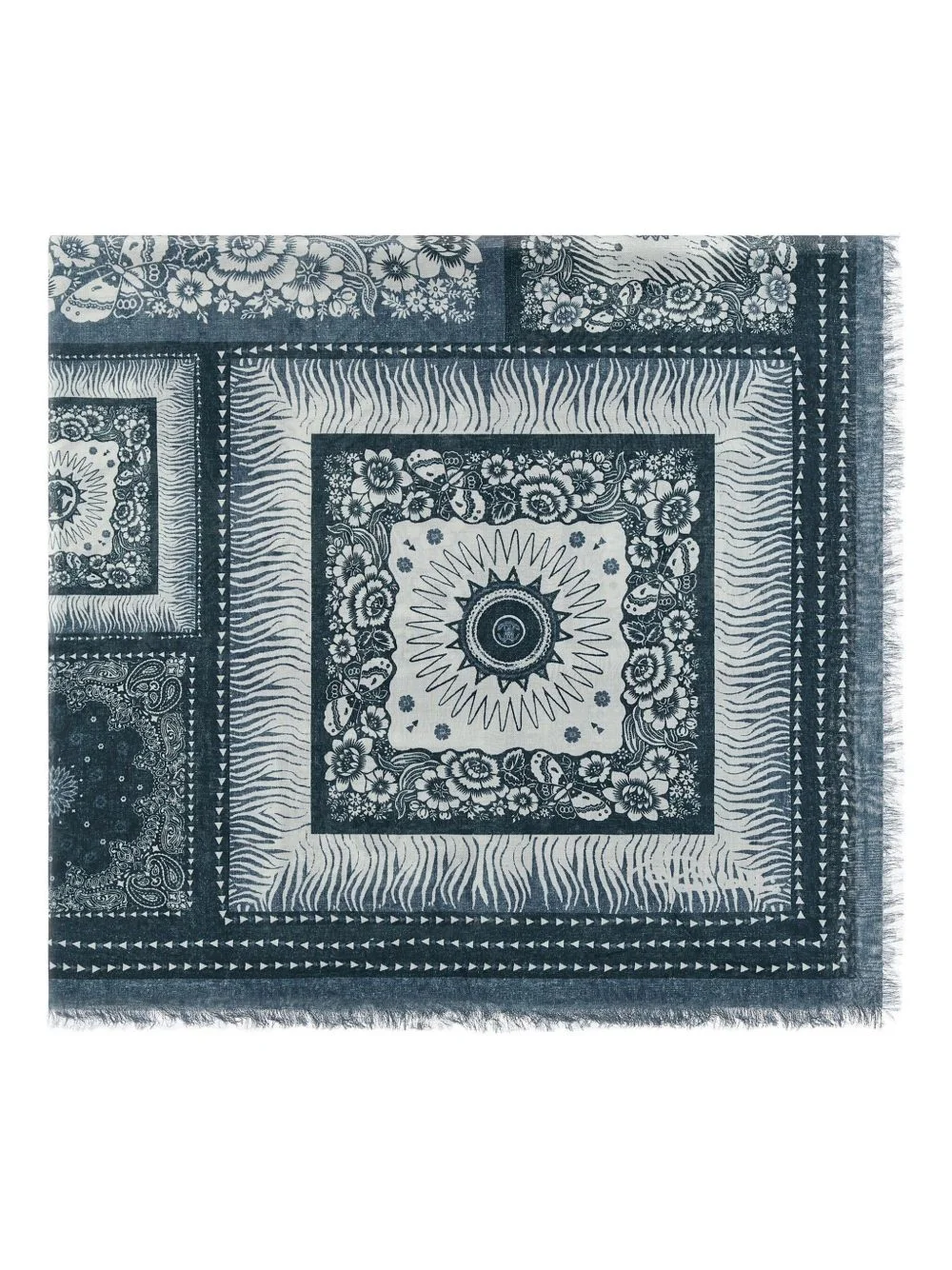 zebra-pattern logo-detail shawl - 1