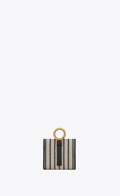 SAINT LAURENT cassandre saint laurent  airpods pro holder in canvas and smooth leather outlook