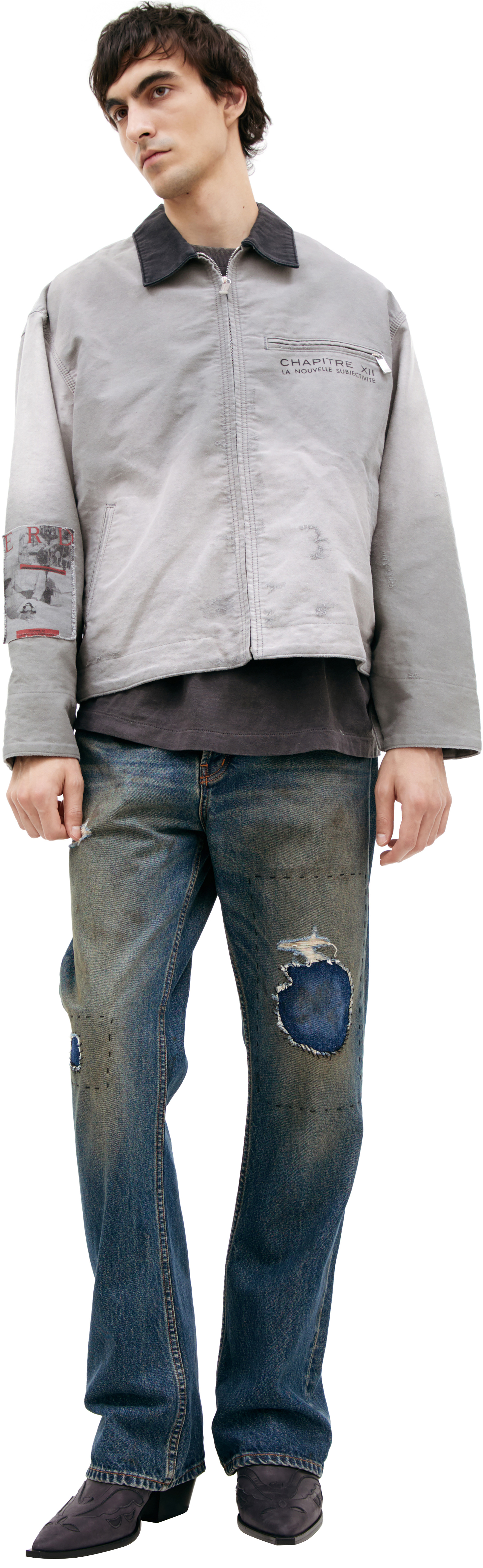 GREY JACKET WITH PATCHES - 1