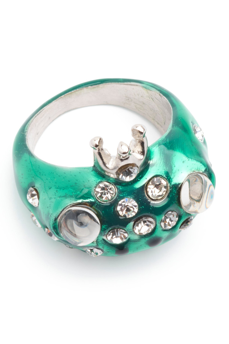 GREEN FRECKLES FROG PRINCE RING 4