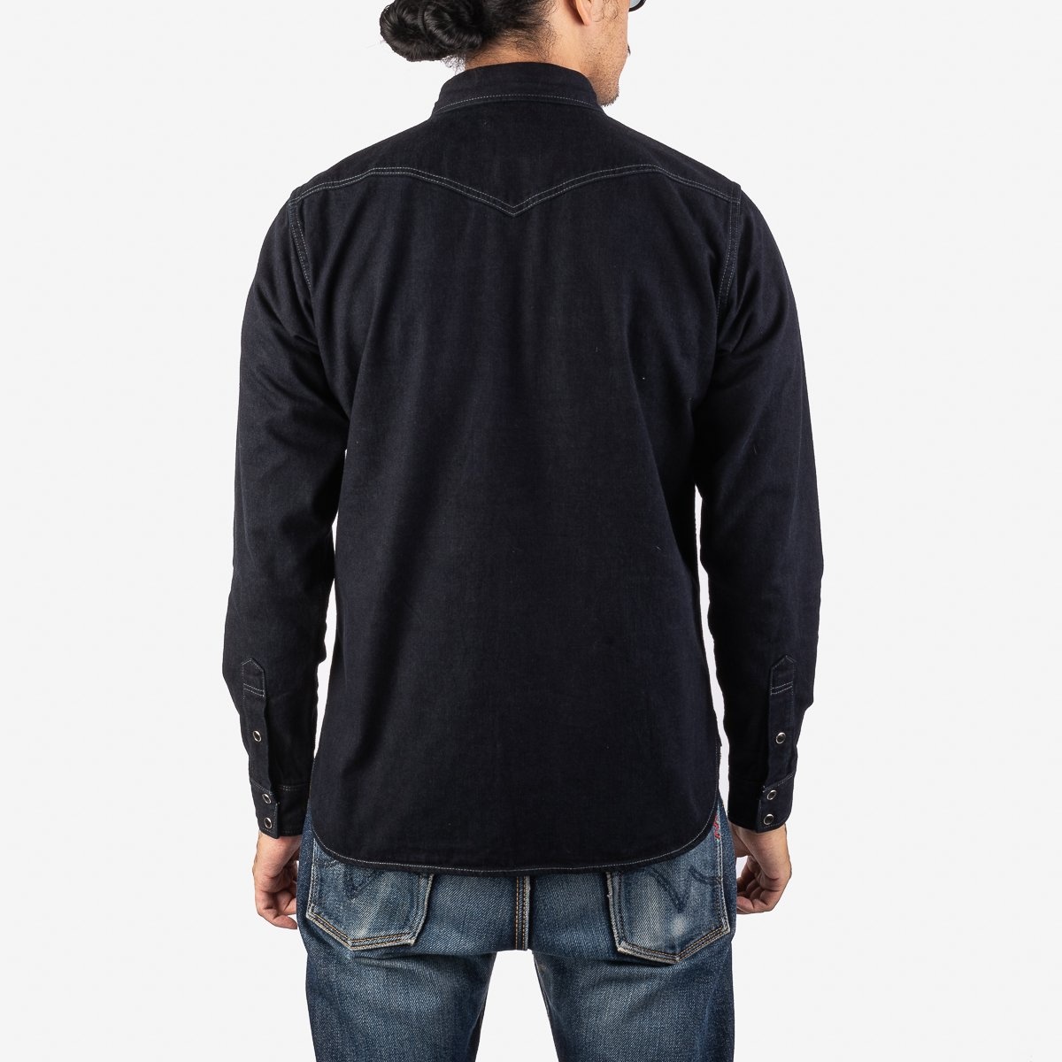 IHSH-321-OD 10oz Selvedge Denim Western Shirt - Indigo Overdyed Black - 3