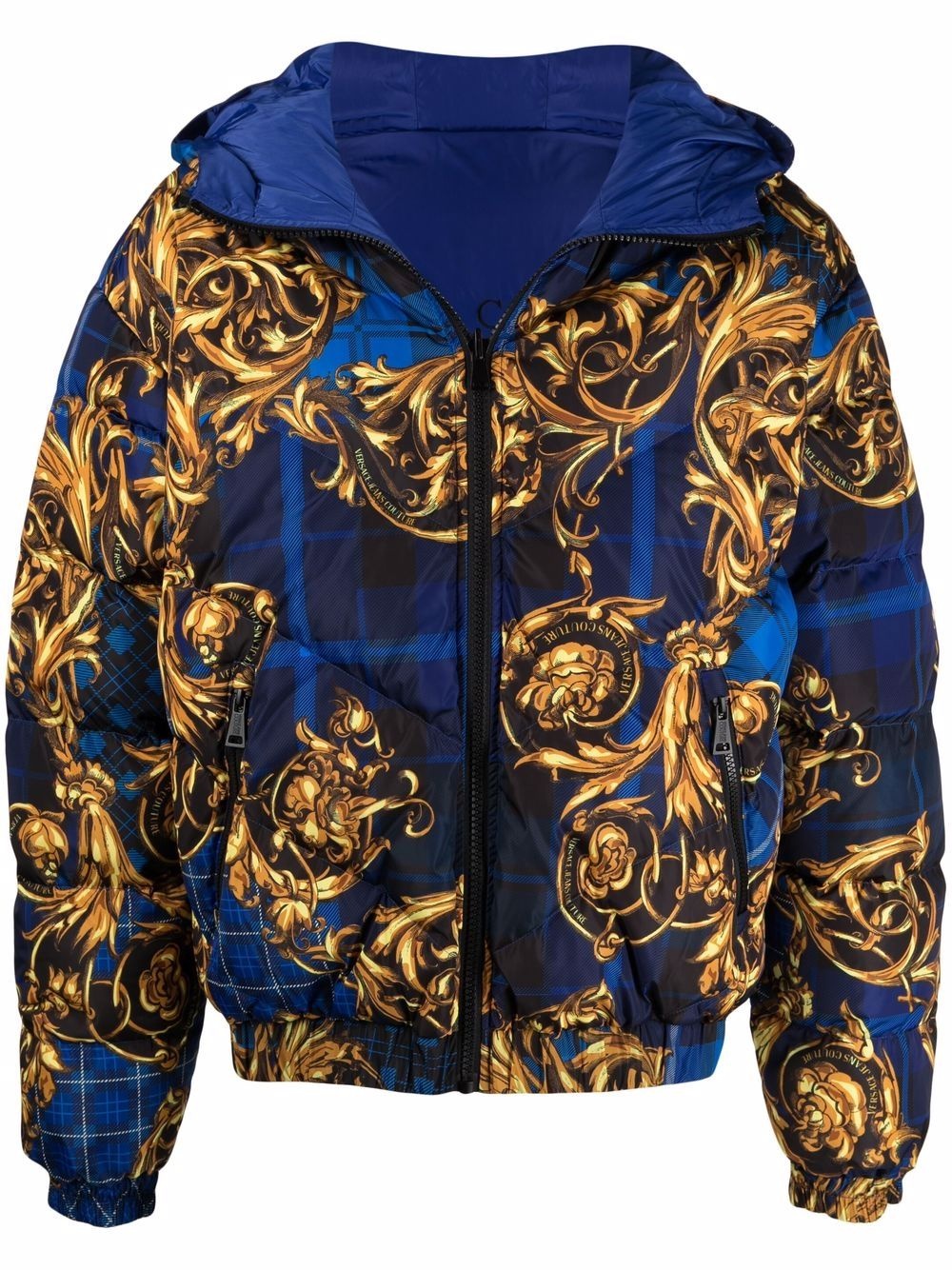 baroque-print hooded padded jacket - 1