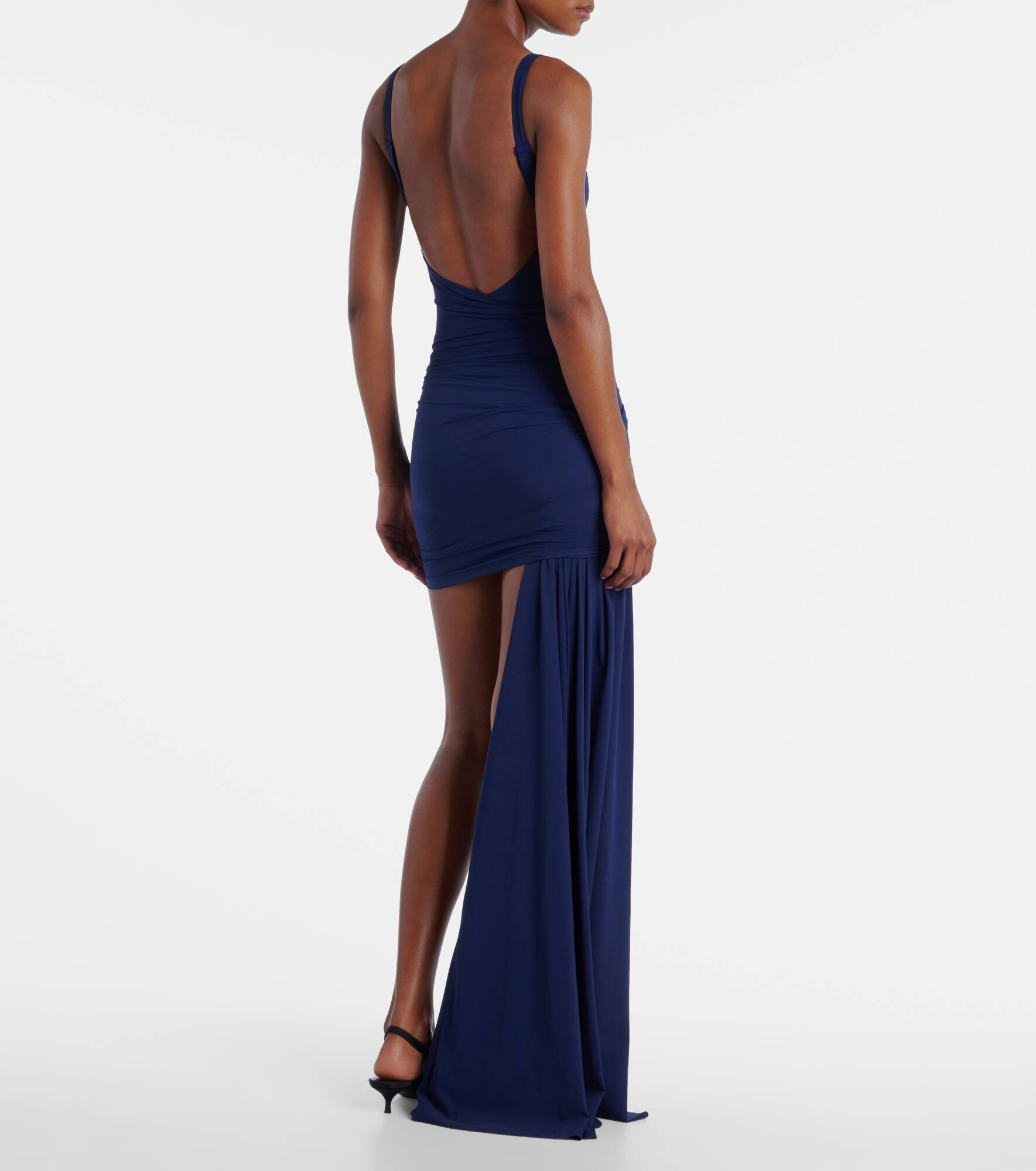 Draped asymmetric jersey minidress - 3