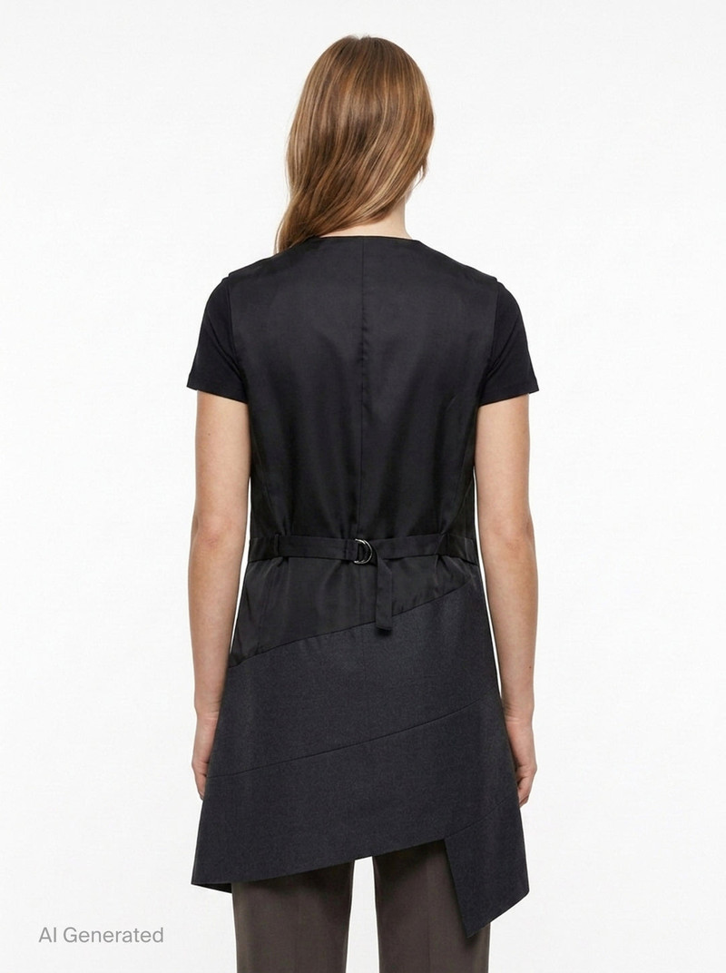 Asymmetric Longline Button Vest 5