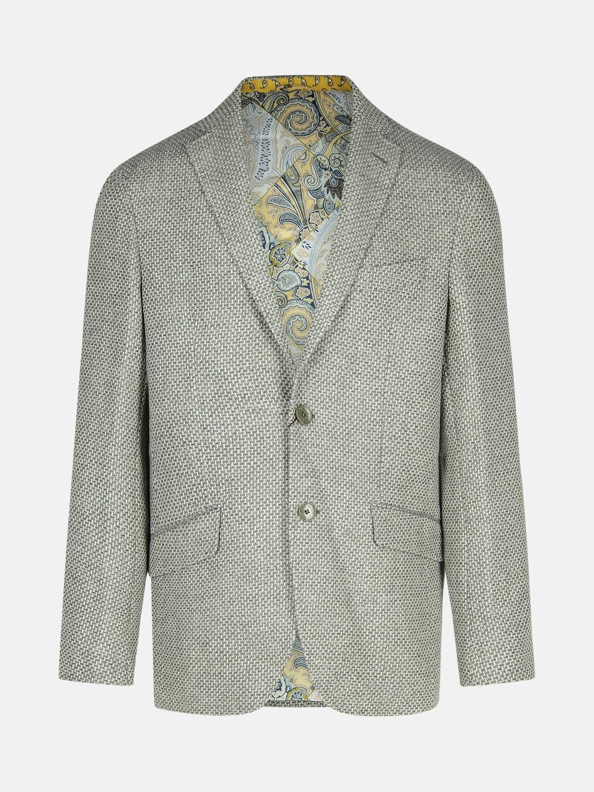 'ROMA' GREY WOOL BLEND BLAZER - 1