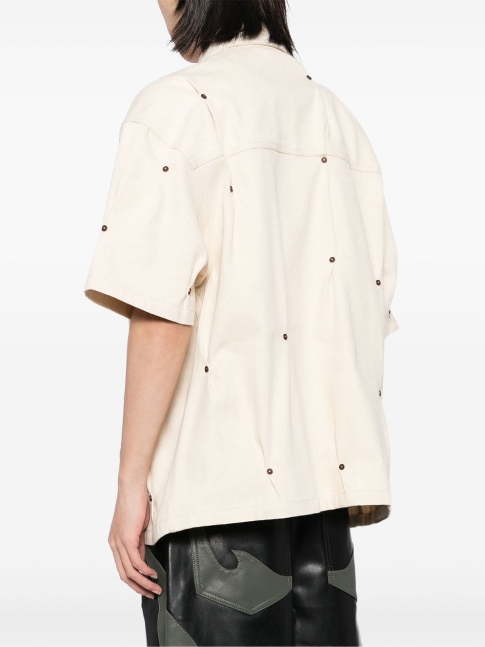 Multi-Rivet denim short sleeves shirt - 4