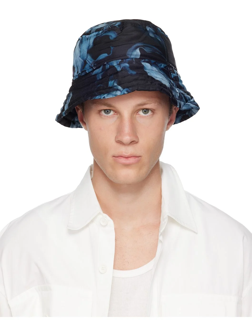 Black & Blue Printed Bucket Hat - 1