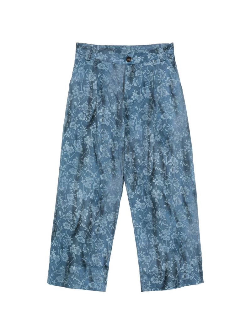 floral-print pleated trousers 1