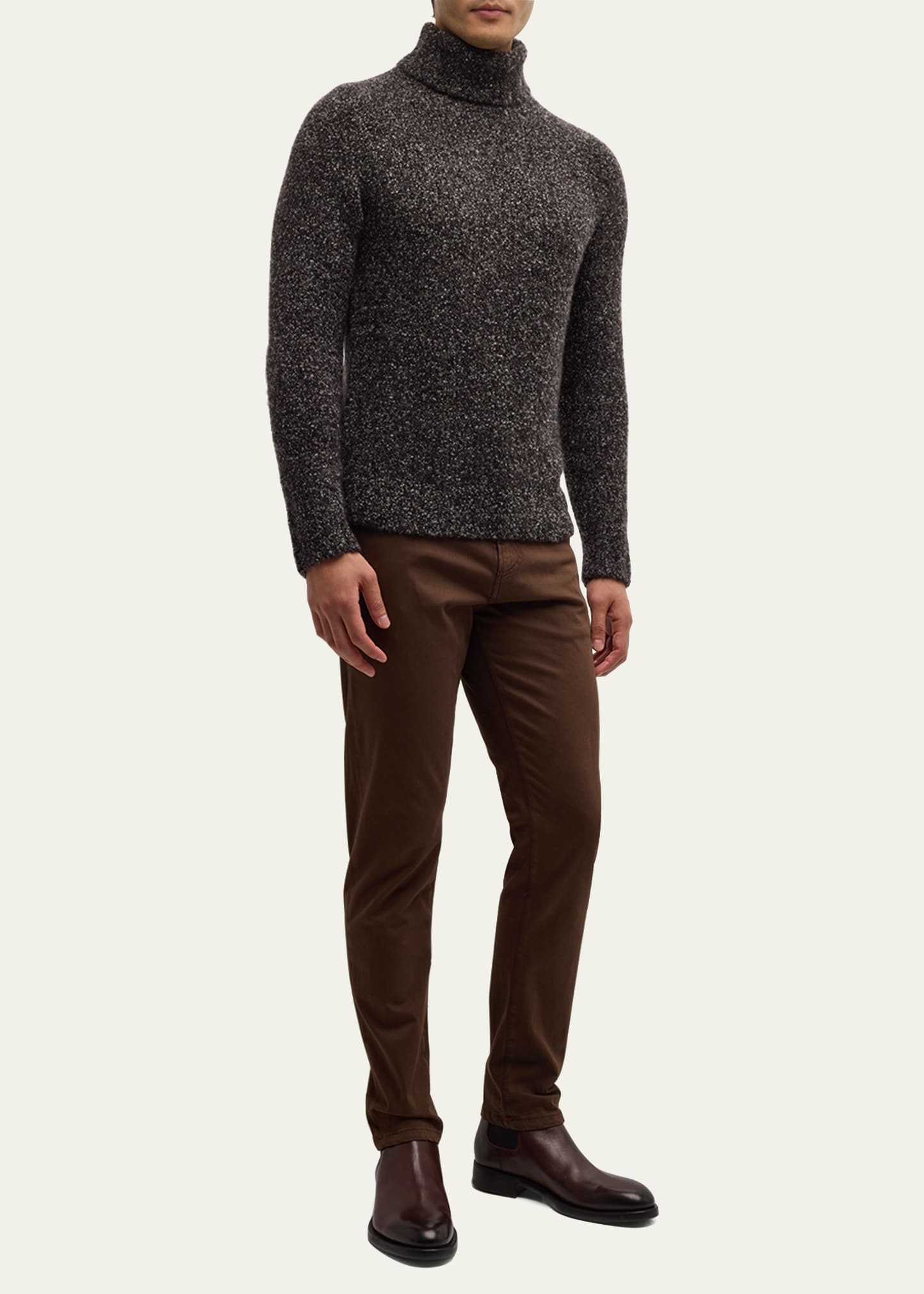 Men's Boucle Cashmere-Silk Turtleneck - 2