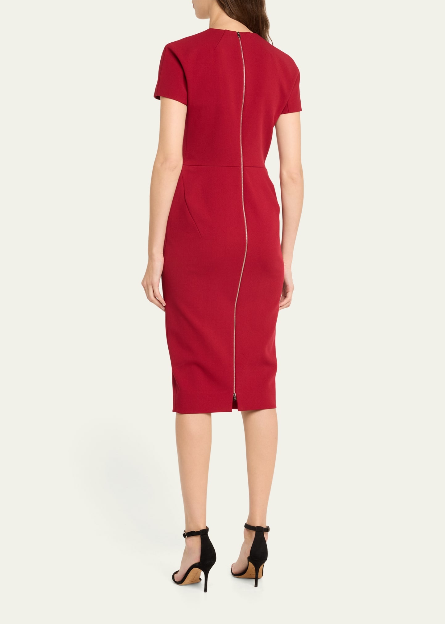 Victoria Beckham T-Shirt Fitted Midi Dress with Back Zipper