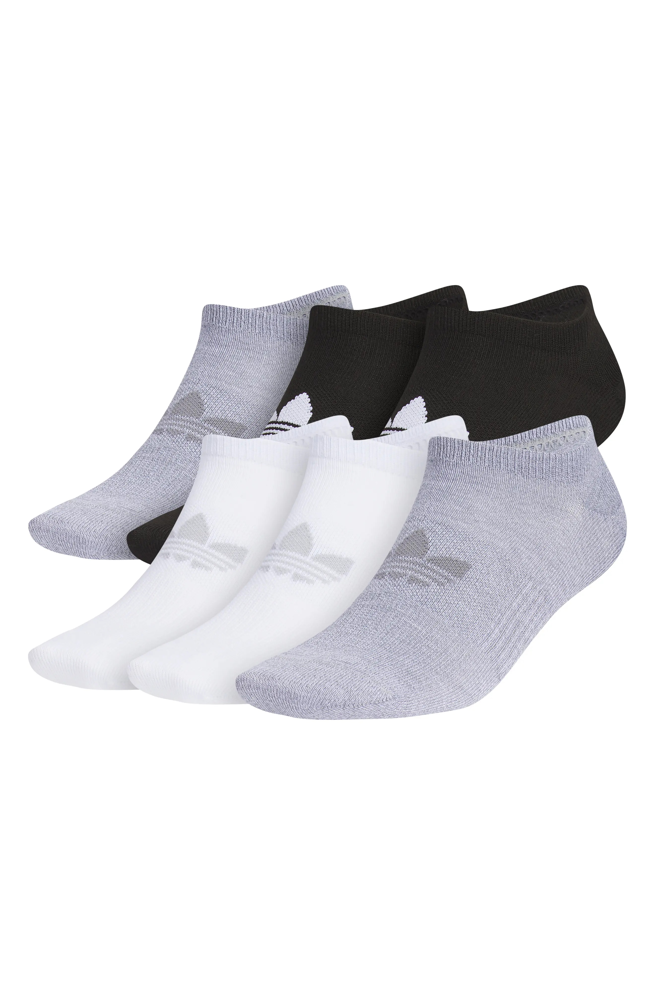 Assorted 6-Pack Superlite No-Show Socks in Black/White/Grey - 1