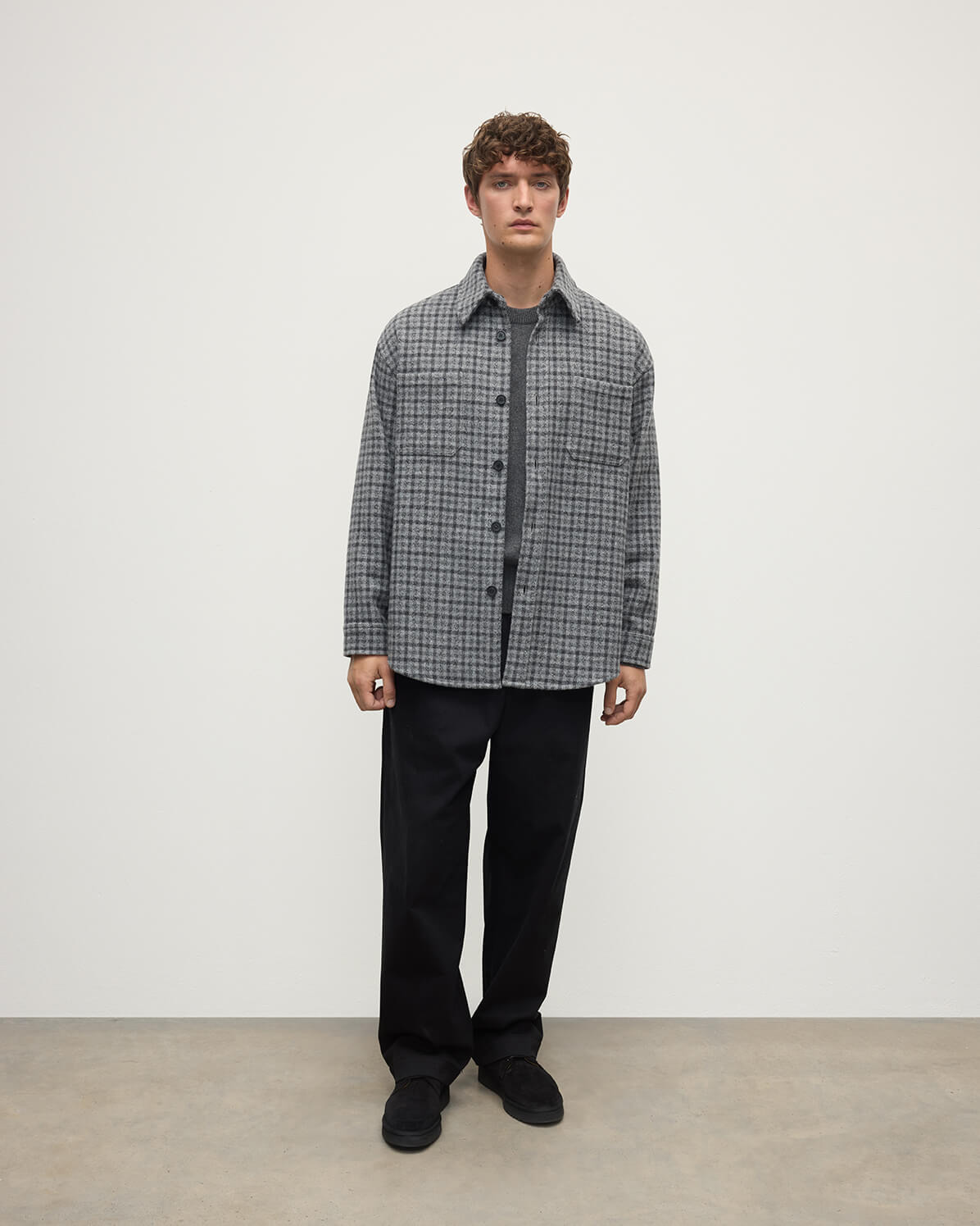 Cashmere Wool Blend Grey Overshirt - 2