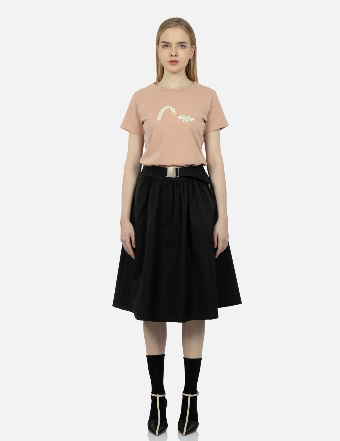SEAGULL EMBROIDERY FLARE SKIRT - 5