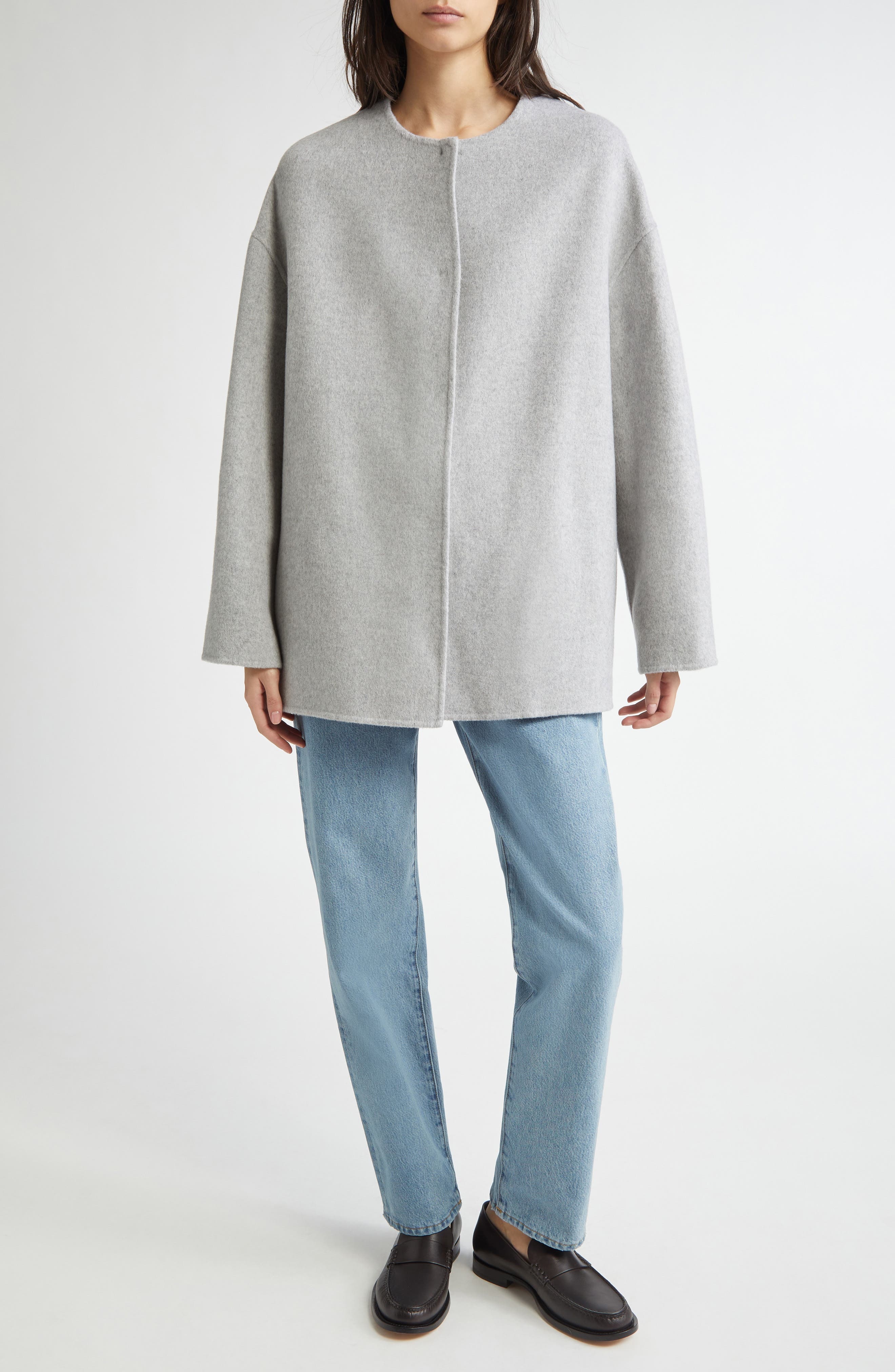 LOULOU DE SAISON Wular Organic Cotton Straight Leg Jeans in Washed Light Blue at Nordstrom - 2