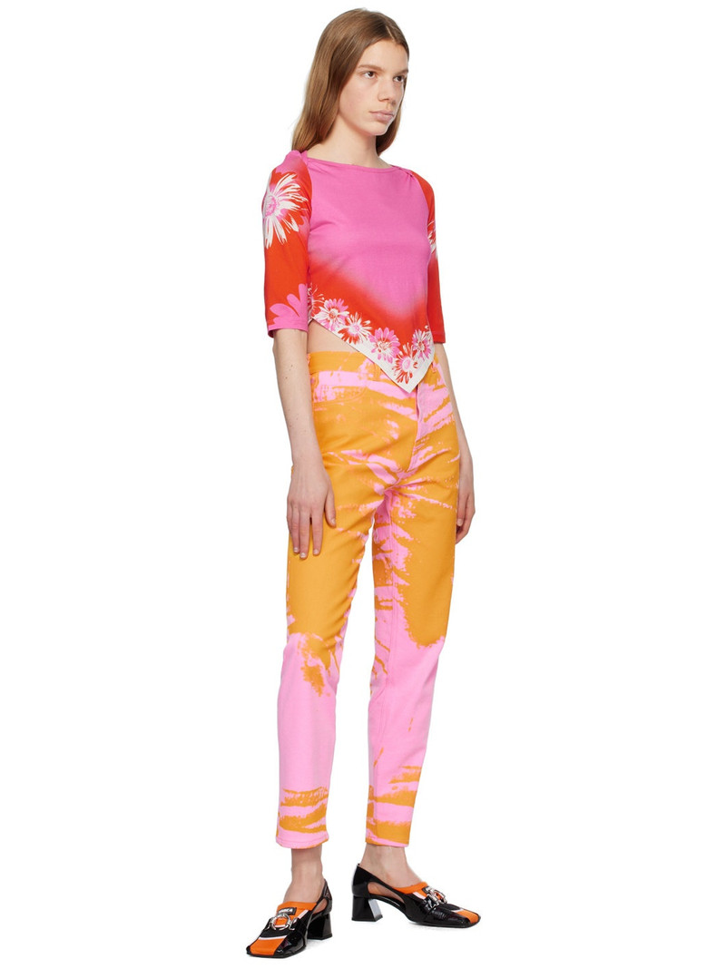 AGR Pink & Orange Printed Jeans outlook