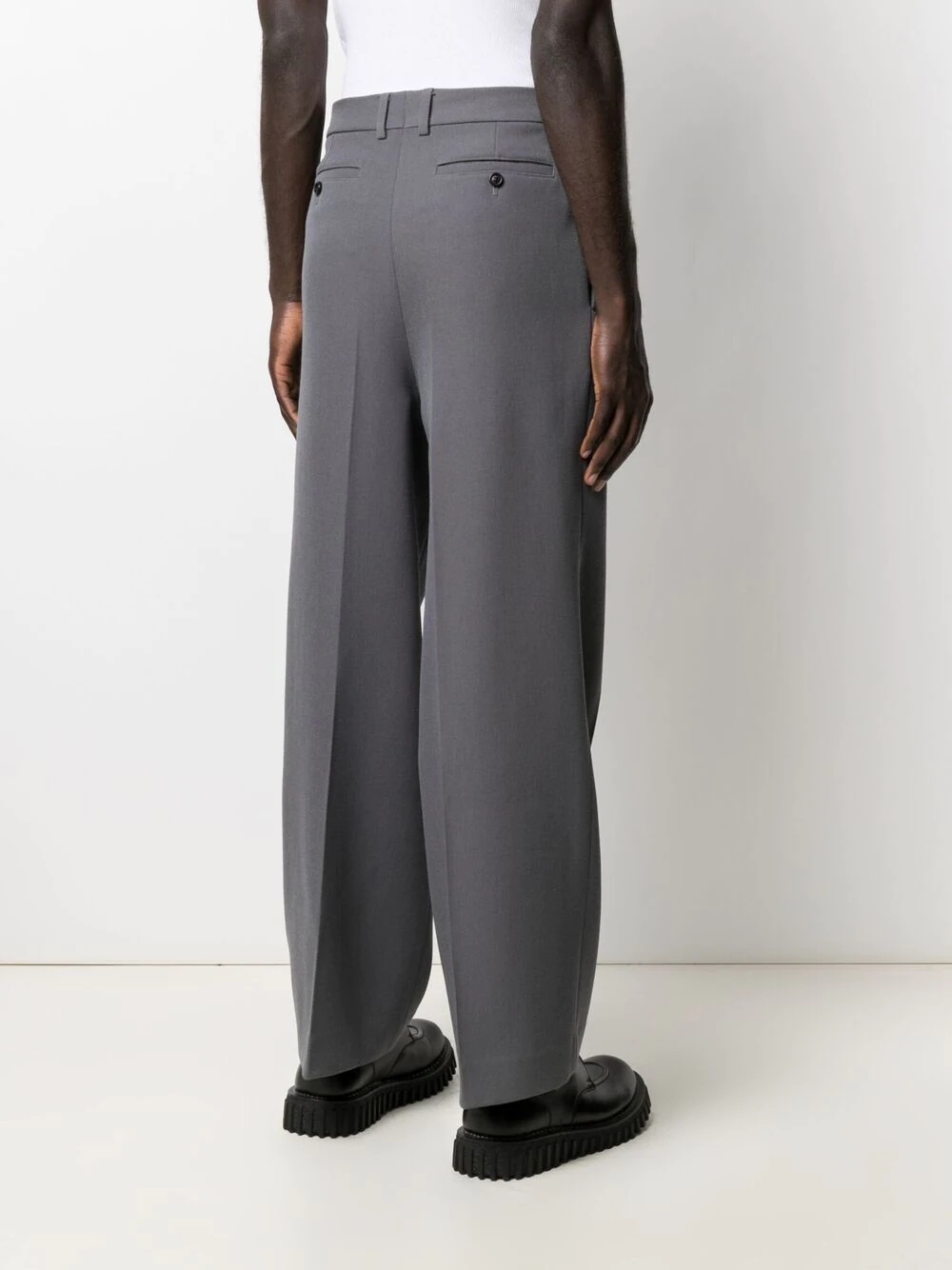 front-pleat wide-leg trousers - 4