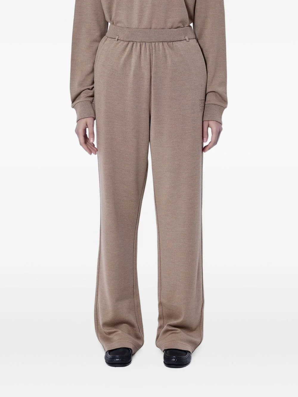 ribbed-waistband wide-leg trousers - 1