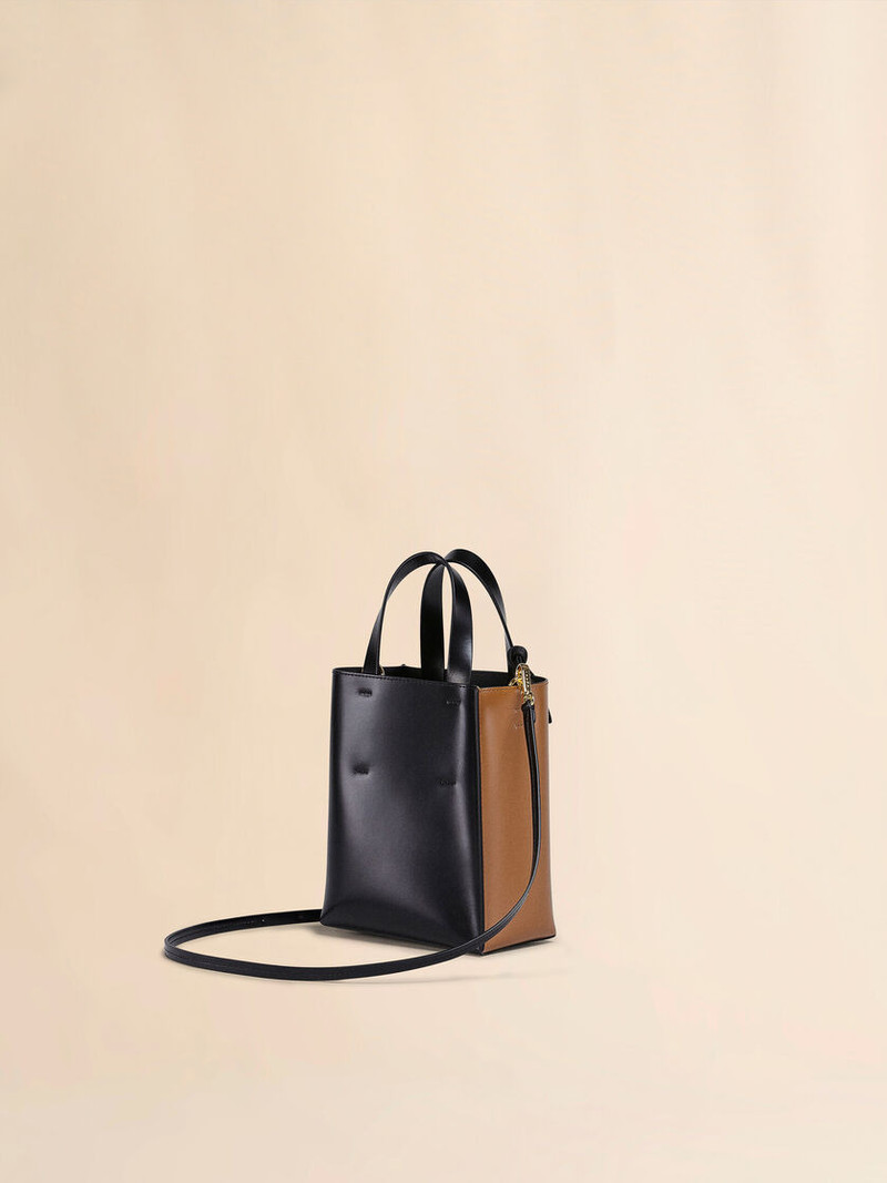 Marni MUSEO MINI BAG IN BROWN AND BLACK LEATHER outlook