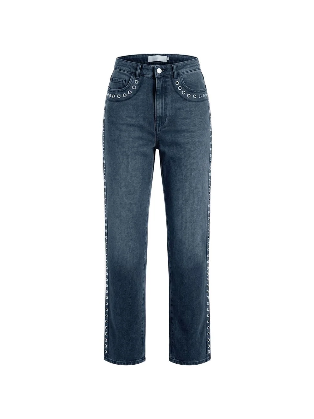 eyelet-embellished jeans - 1