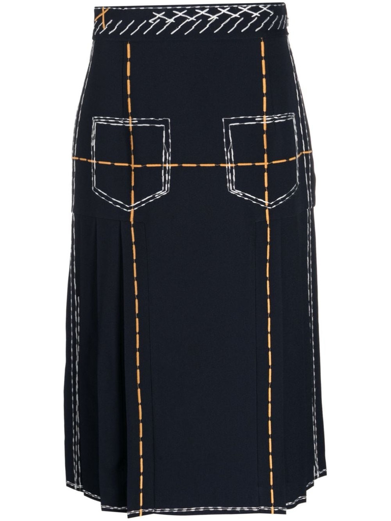 contrast-stitching high-rise midi skirt 1