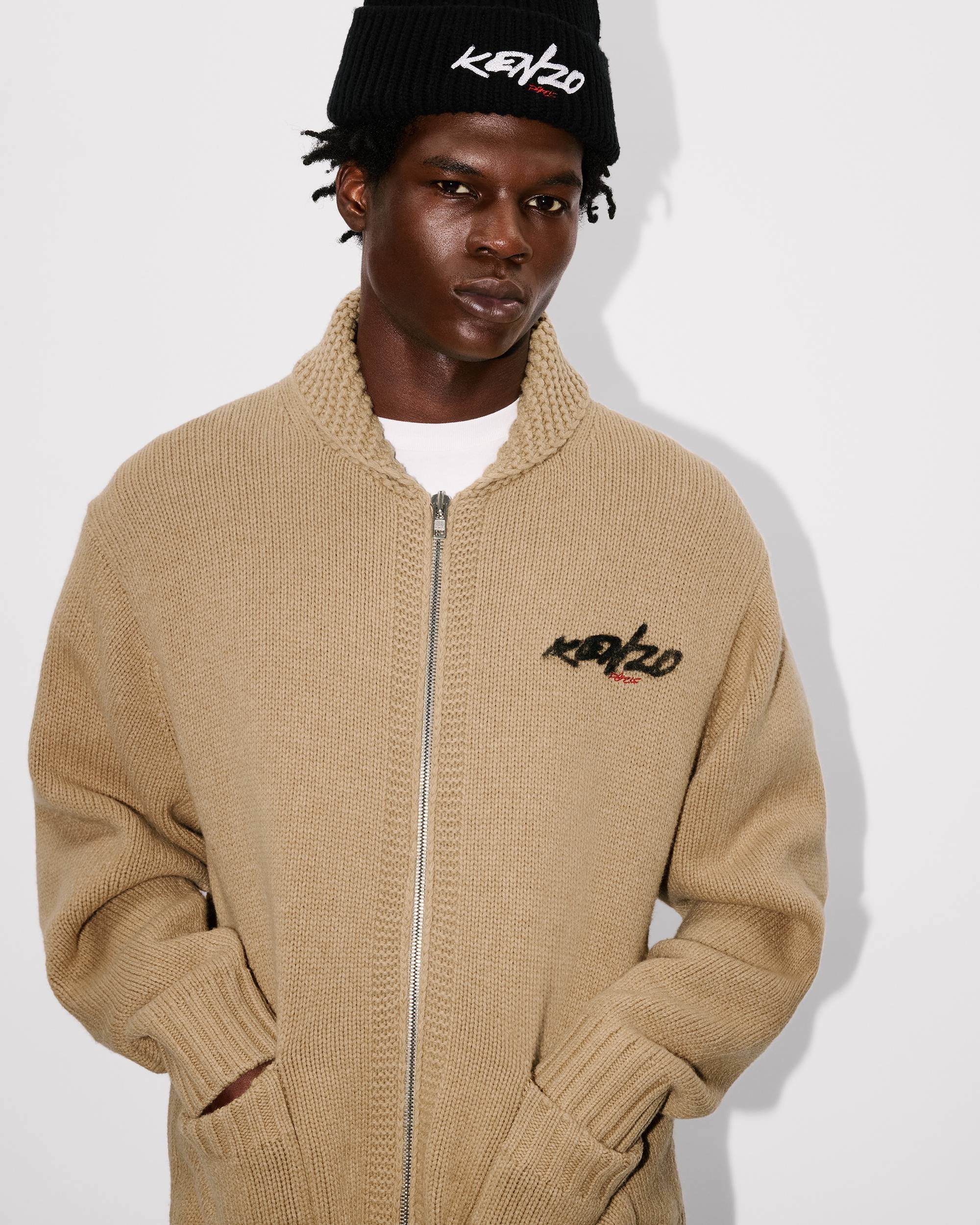 'Kenzo x Futura 2000' zipped knitted cardigan in wool - 6