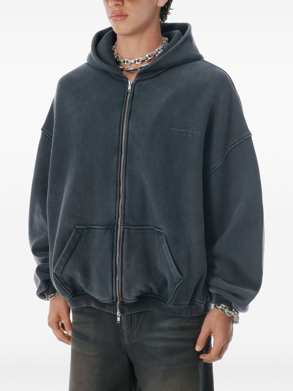 logo-print zip-up hoodie - 5