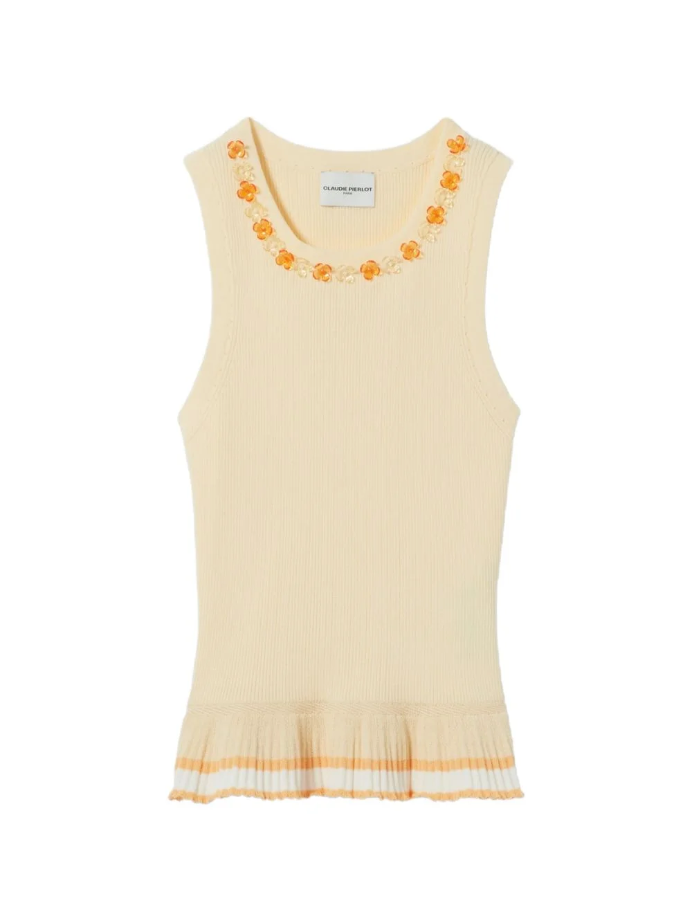 floral-embellished peplum tank top - 1