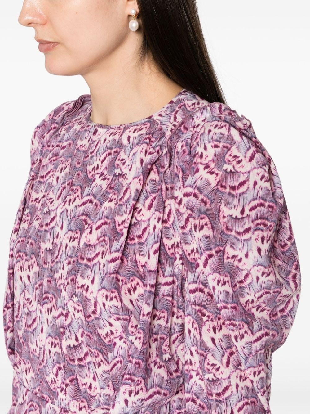graphic-print silk-blend blouse - 5